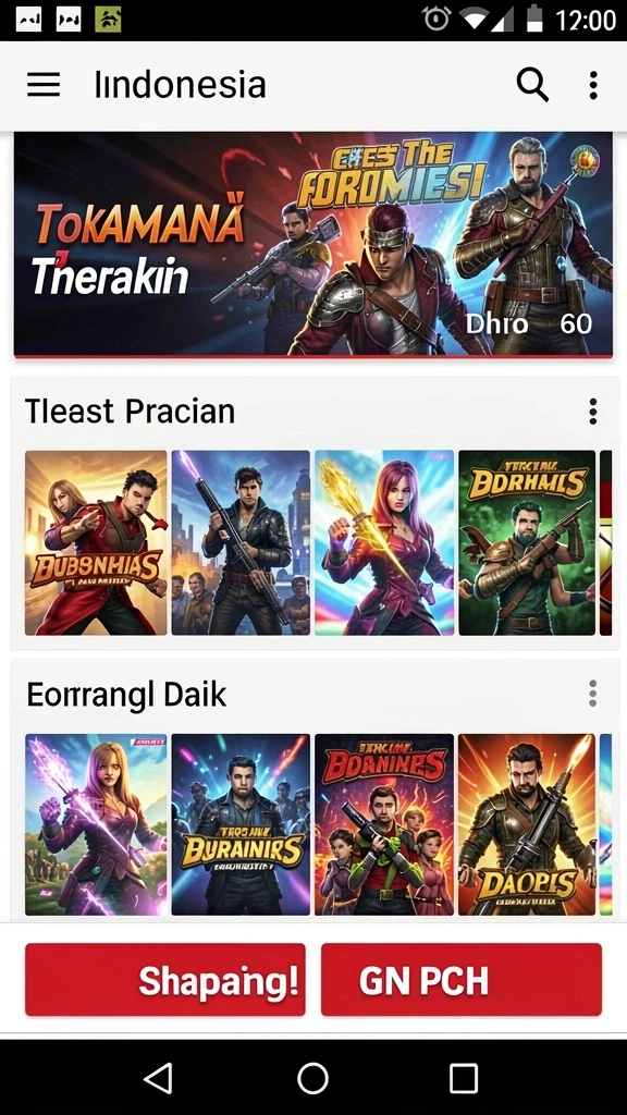 Berbagai pilihan permainan yang tersedia di aplikasi.